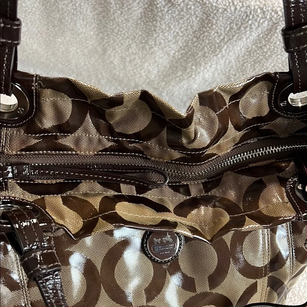 Coach Brown and Gold Shiny Women's Bag